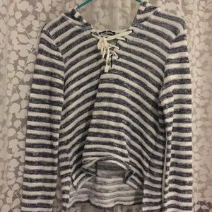 Striped knit long sleeve shirt